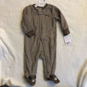 Carter's Brown and White Striped dog Footie